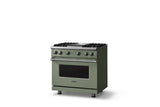36"W. Sealed Burner Gas Range (Burner: 4g, Finish: Eucalyptus, Trim: Polished Chrome, Fuel: Natural Gas)