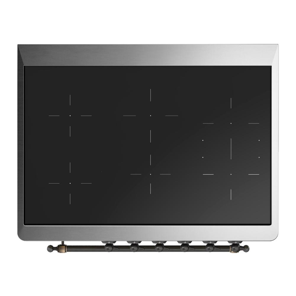 ILVE UMIB36QNR3EGB Majestic III 36 inch Induction Range with 6 Elements, 3.5 cu. ft. Total Oven Capacity (Solid Door, Emerald Green, Burnished)