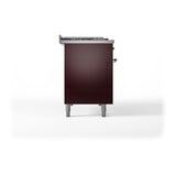 ILVE UN48FSQNMPBUC Nostalgie II Noblesse 48 inch Dual Fuel Range (5 Sealed Burners + Griddle + French Top, Natural Gas, Solid Door, Burgundy, Chrome)