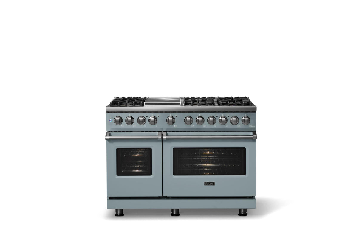 48"W. Dual Fuel Range (Burner: 6g, Finish: November Sky, Trim: Polished Chrome, Fuel: Natural Gas)