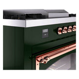 ILVE UN60FSNMPEGPLP Nostalgie II Noblesse 60 inch Dual Fuel Range (7 Sealed Burners + Griddle + French Top, Liquid Propane, Triple Glass Door, Emerald Green, Copper)