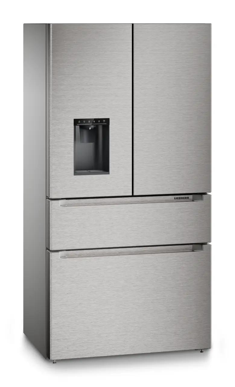 French door fridge-freezer with 2 freezer drawers and water and ice cube dispenser