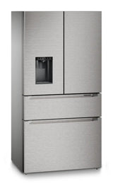 French door fridge-freezer with 2 freezer drawers and water and ice cube dispenser
