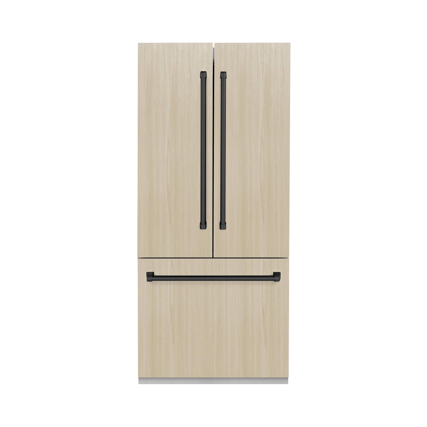 ZLINE Autograph Edition 36 in. 19.6 cu. ft. Panel Ready French Door Built-In Bottom Freezer Refrigerator with Water Dispenser and Ice Maker with Graphite Gray Interior and Matte Black Accents (GRBIVZ-36-MB)