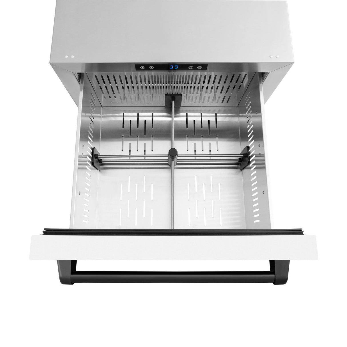ZLINE Autograph Edition 24 in. Touchstone 168 Can Outdoor-Rated Dual Refrigerator Drawer with White Matte Doors and Matte Black Handles (RDSOZ-WM-24-MB)
