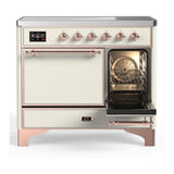 ILVE UMDIB40QNR3AWP Majestic III 40 inch Induction Range with 6 Elements, 3.82 cu. ft. Total Oven Capacity (Solid Door, Antique White, Copper)