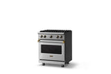 30"W. Sealed Burner Gas Range (Finish: Stainless Steel, Trim: Polished Chrome, Fuel: Propane)