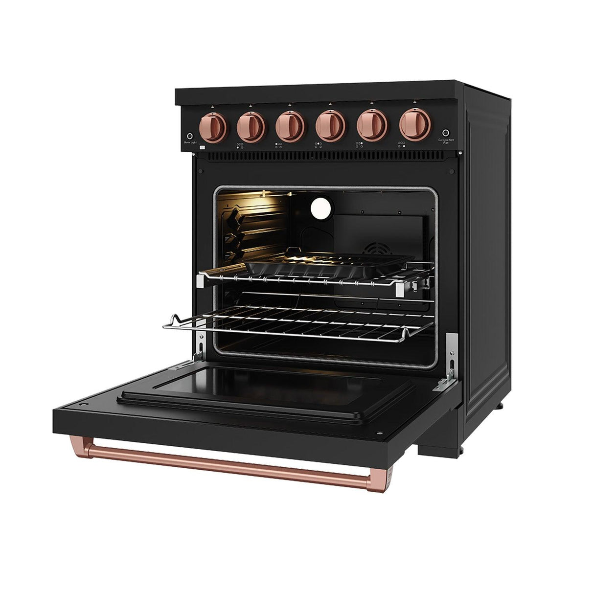 30 Inch Professional Electric Range With Precision Knob Control In Black and Rose Gold  Gordon Ramsay Series