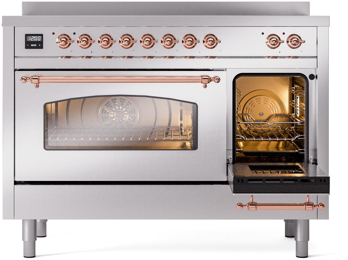 Nostalgie II 48 Inch Electric Freestanding Range in Stainless Steel with Copper Trim