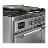 ILVE UMD40FQNR3SSC Majestic III 40 inch Dual Fuel Range with 6 Burners and Griddle, Dual Function Burner up to 25,000 BTU (Natural Gas, Solid Door, Stainless Steel, Chrome)
