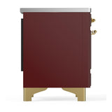 ILVE UMIB36NR3BUG Majestic III 36 inch Induction Range with 6 Elements, 3.5 cu. ft. Total Oven Capacity (Triple Glass Door, Burgundy, Brass)