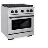 ZLINE Autograph Edition 30 in. 4.2 cu. ft. 4 Burner Gas Range with Convection Gas Oven in Stainless Steel and Matte Black Accents (SGRZ-30-MB)
