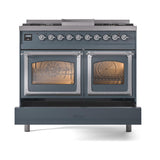 ILVE UND40FNMPBGCLP Nostalgie II Noblesse 40 inch Dual Fuel Range (Liquid Propane, Triple Glass Door, Blue Grey, Chrome)