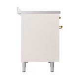 ILVE UNI486QNMPAWG Nostalgie II Noblesse 48 inch Induction Range (Solid Door, Antique White, Brass)