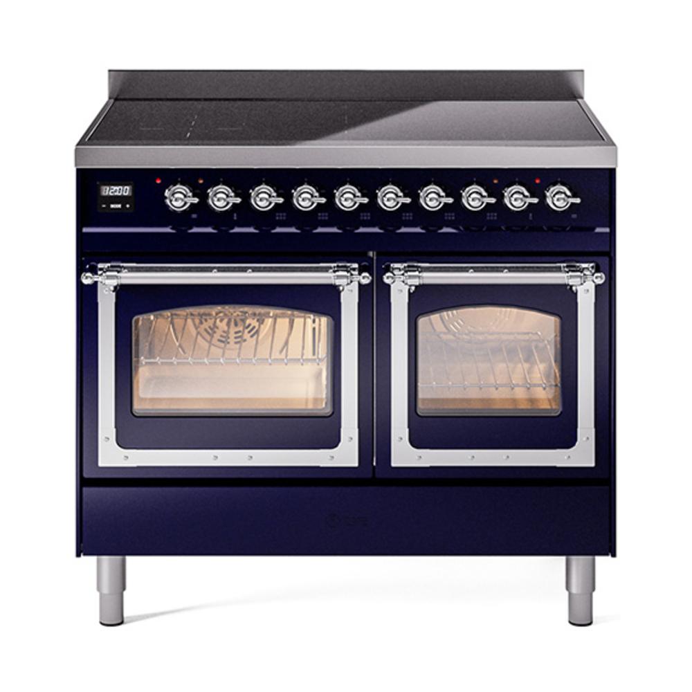 ILVE UNDI406NMPMBC Nostalgie II Noblesse 40 inch Induction Range (Triple Glass Door, Midnight Blue, Chrome)