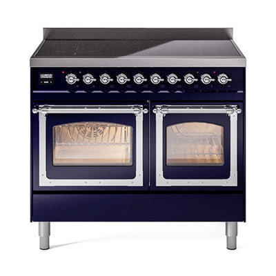 ILVE UNDI406NMPMBC Nostalgie II Noblesse 40 inch Induction Range (Triple Glass Door, Midnight Blue, Chrome)