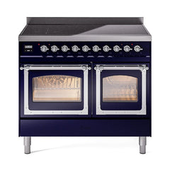 ILVE UNDI406NMPMBC Nostalgie II Noblesse 40 inch Induction Range (Triple Glass Door, Midnight Blue, Chrome)