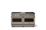 60"W.Dual Fuel Range (Finish: Nantucket, Trim: Polished Chrome, Fuel: Natural Gas)