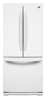 White-on-White Maytag® 19.6 cu ft French Door Refrigerator with Strongbox™ Door Bins