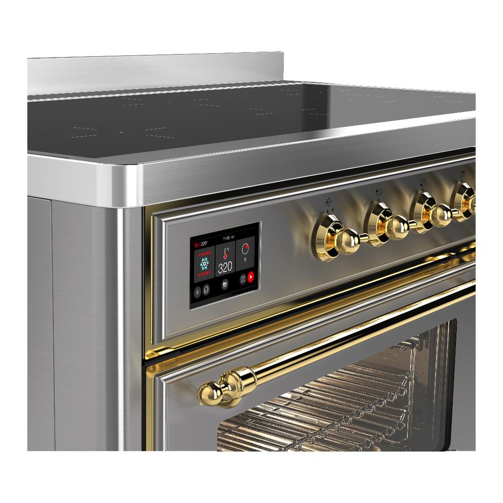 ILVE UMIB48NR3SSG Majestic III 48 inch Induction Range with 6 Elements, 5.02 cu. ft. Total Oven Capacity (Triple Glass Door, Stainless Steel, Brass)