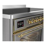 ILVE UMIB48NR3SSG Majestic III 48 inch Induction Range with 6 Elements, 5.02 cu. ft. Total Oven Capacity (Triple Glass Door, Stainless Steel, Brass)