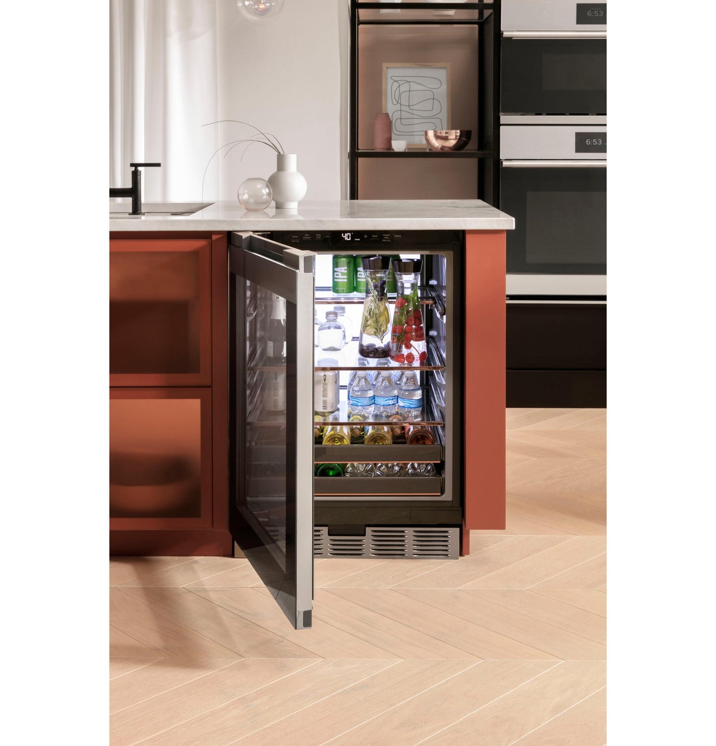 Café™ Beverage Center in Platinum Glass