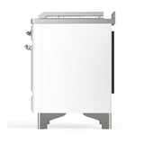 ILVE UM48FSNR3WHCLP Majestic III 48 inch Dual Fuel Range with 5 Black Brass Burners, Griddle and French Top, Dual Function Burner up to 25,000 BTU (Liquid Propane, Triple Glass Door, White, Chrome)