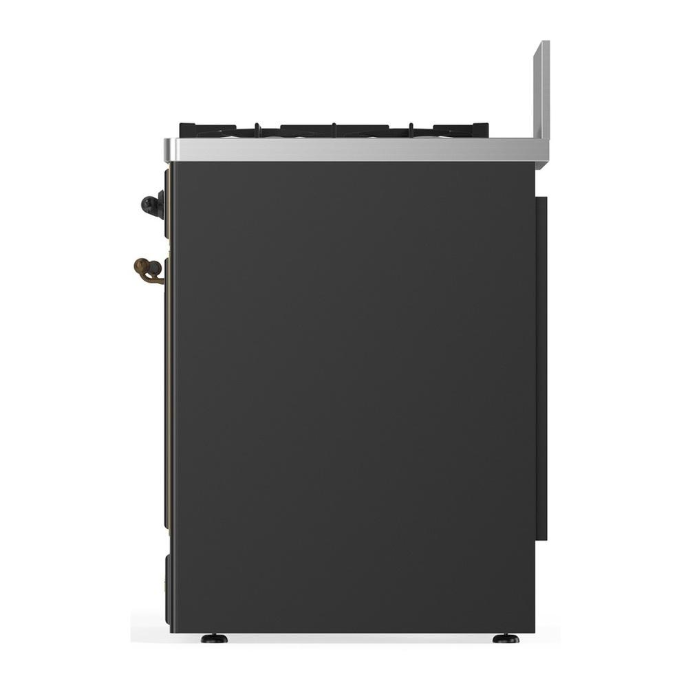 ILVE UM30QNR3MGBLP Majestic III 30 inch Dual Fuel Range with 5 Black Brass Burners, Dual Function Burner up to 25,000 BTU (Liquid Propane, Solid Door, Graphite Matte, Burnished)