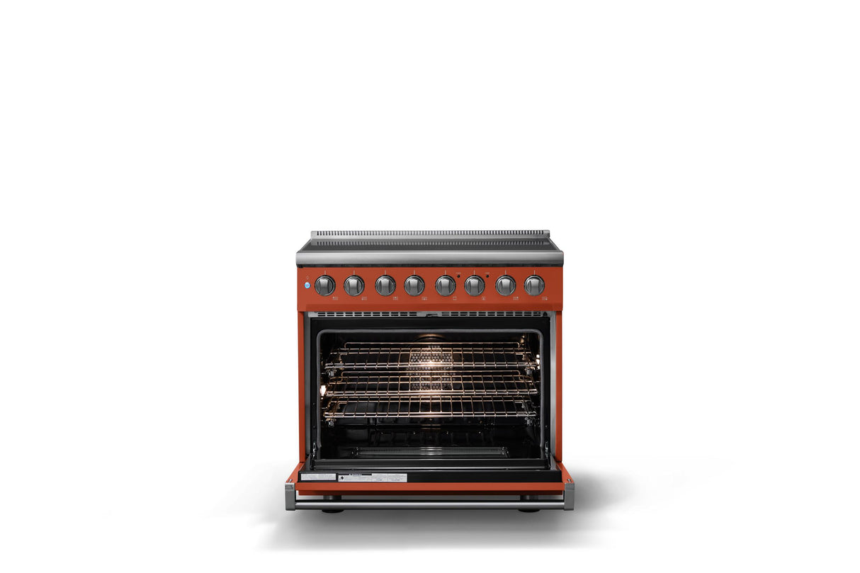 36"W. Induction Range (Finish: Spiced Cider, Trim: Polished Chrome)