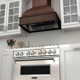 ZLINE 36 in. Wooden Wall Mount Range Hood in Walnut and Hamilton - Includes Remote Motor (369WH-RS-36)