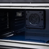 Forno Capriasca 36 Inch Freestanding French Door Dual Fuel Range in Black with Antique Brass Accessories, 6 Burners, True Convection Oven