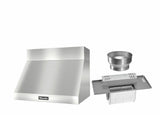 DAR 1220 Set 6 Wall-Mounted Range Hood with Extraction Mode with integrated XL motor including 6" chimney cover.