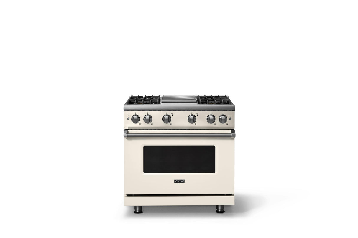 36"W. Sealed Burner Gas Range (Burner: 4g, Finish: Pure White, Trim: Polished Chrome, Fuel: Natural Gas)