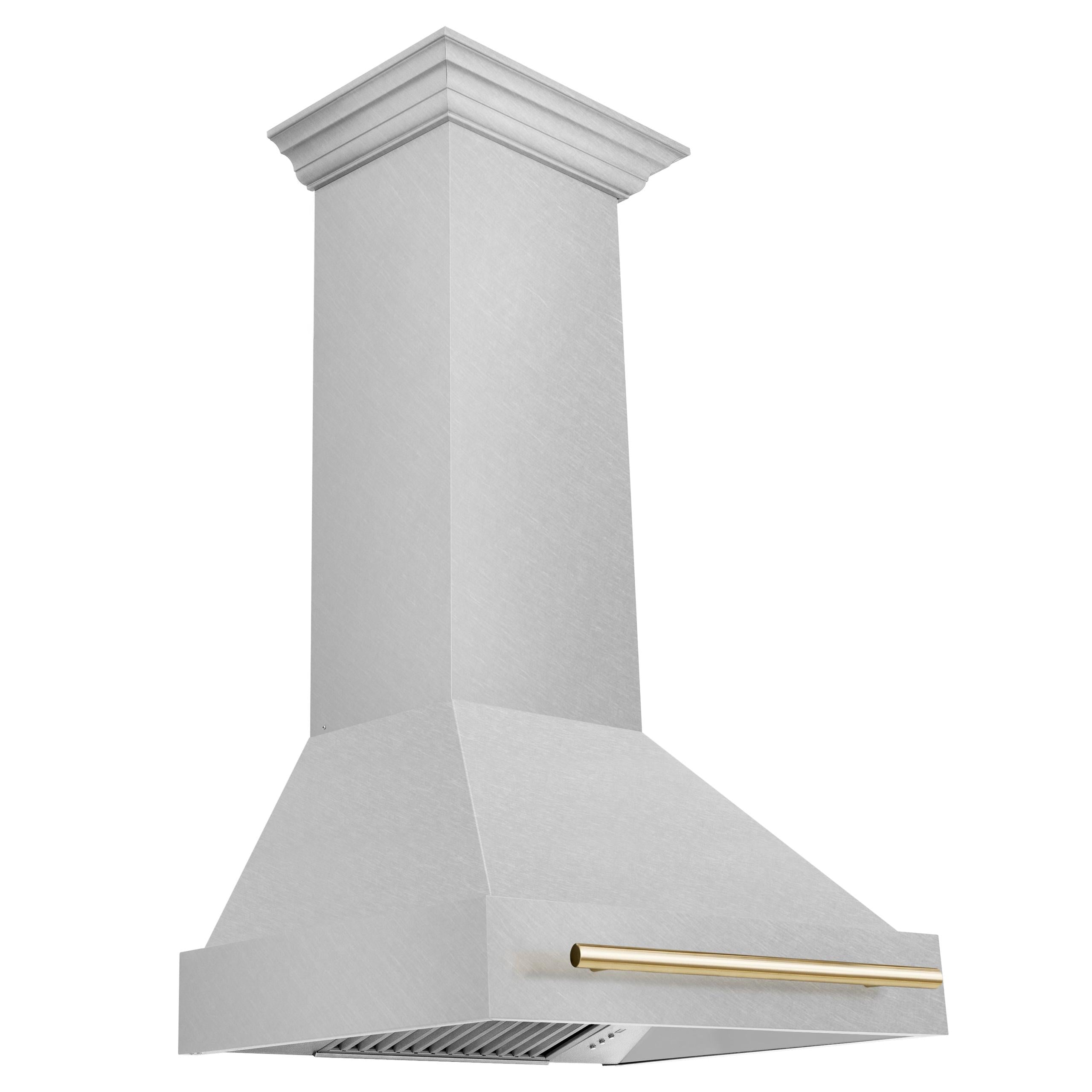 30 in. ZLINE Autograph Edition DuraSnow Stainless Steel Range Hood with DuraSnow Stainless Steel Shell and Handle (8654SNZ-30) [Color: Gold]