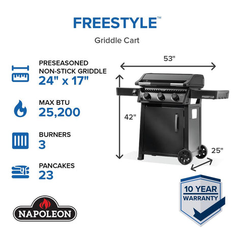 Freestyle? 24 Inch Pre-seasoned Non-Stick Griddle , Propane, Black