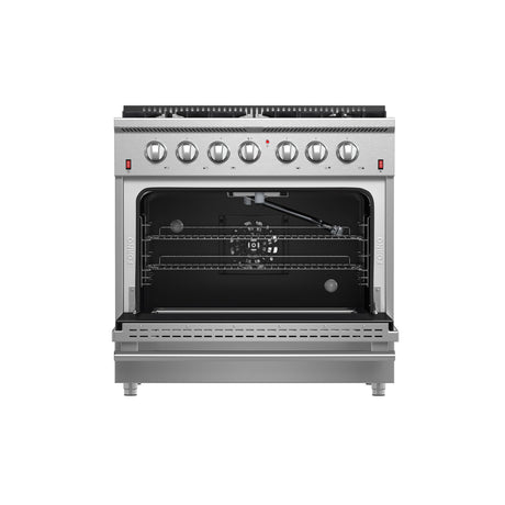 Forno Galiano 36-Inch Freestanding Gas Range, Stainless Steel, 6 Burners, Energy Efficient