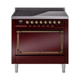 ILVE UNI366QNMPBUB Nostalgie II Noblesse 36 inch Induction Range (Solid Door, Burgundy, Burnished)