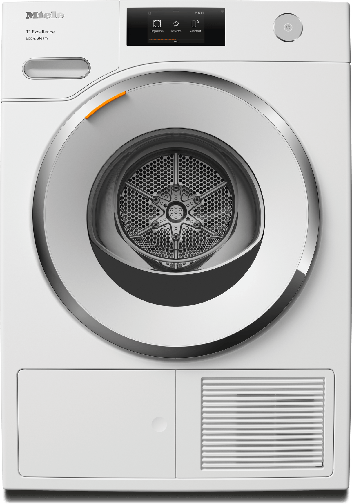 TXR860WP Eco & Steam Lotus white - T1 Heat-Pump Dryer: 18 lb  M Touch  SteamFinish  Honeycomb drum  FragranceDos  Miele@home