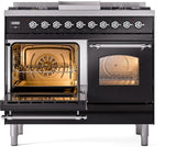 Nostalgie II 40 Inch Dual Fuel Liquid Propane Freestanding Range in Glossy Black with Chrome Trim
