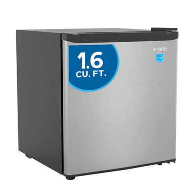 Avanti 1.6 Cu. Ft. Compact Refrigerator with Auto-Defrost, in Stainless (AVAR16F3S)