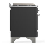 ILVE UM60FQNR3MGC Majestic III 60 inch Dual Fuel Range with 9 Burners and Griddle, Dual Function Burner up to 25,000 BTU (Natural Gas, Solid Door, Graphite Matte, Chrome)