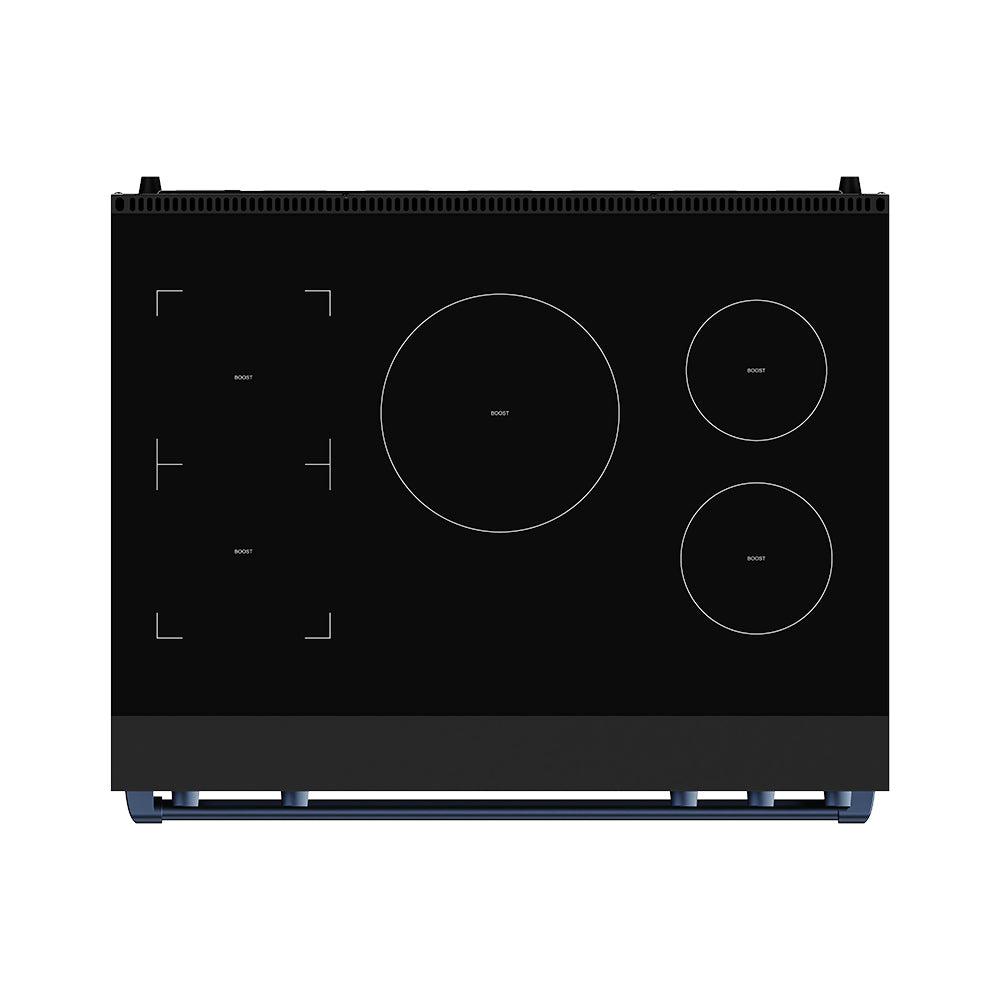 36 Inch Professional Induction Range With Tilt Panel Touch Control In Black and Blue  Gordon Ramsay Series