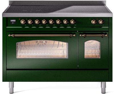Nostalgie II 48 Inch Electric Freestanding Range in Emerald Green with Bronze Trim