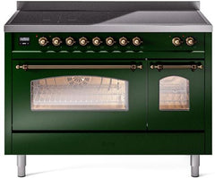 Nostalgie II 48 Inch Electric Freestanding Range in Emerald Green with Bronze Trim