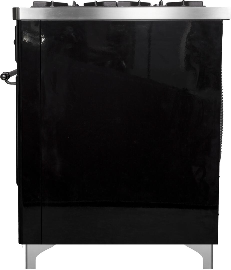 Majestic II 40 Inch Dual Fuel Liquid Propane Freestanding Range in Glossy Black with Chrome Trim