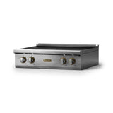 30"W. Electric Rangetop (Finish: Stainless Steel, Trim: Brushed Brass)