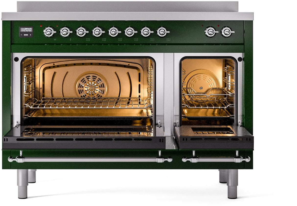 Nostalgie II 48 Inch Electric Freestanding Range in Emerald Green with Chrome Trim
