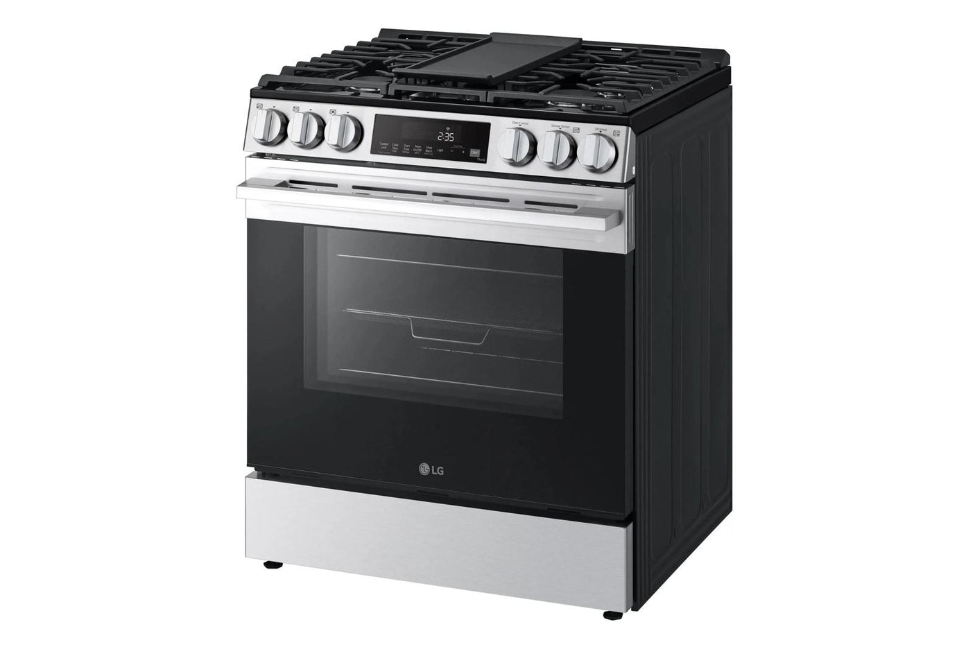 5.8 cu.ft. Smart Gas Single Oven Slide-in Range, Air Fry, Fan Convection, EasyClean®, Self Clean, ThinQ®, Printproof® Stainless Steel - New Handle