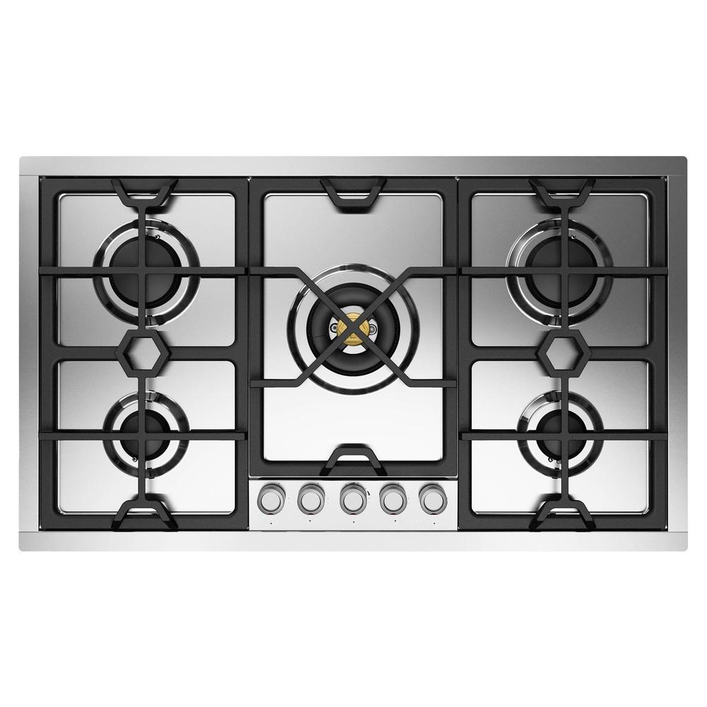 ILVE UHCPMT95SSLP Panoramagic 36 inch Built-In Gas Cooktop with 5 Burners, in Stainless Steel (Liquid Propane, 5 Sealed Burners)
