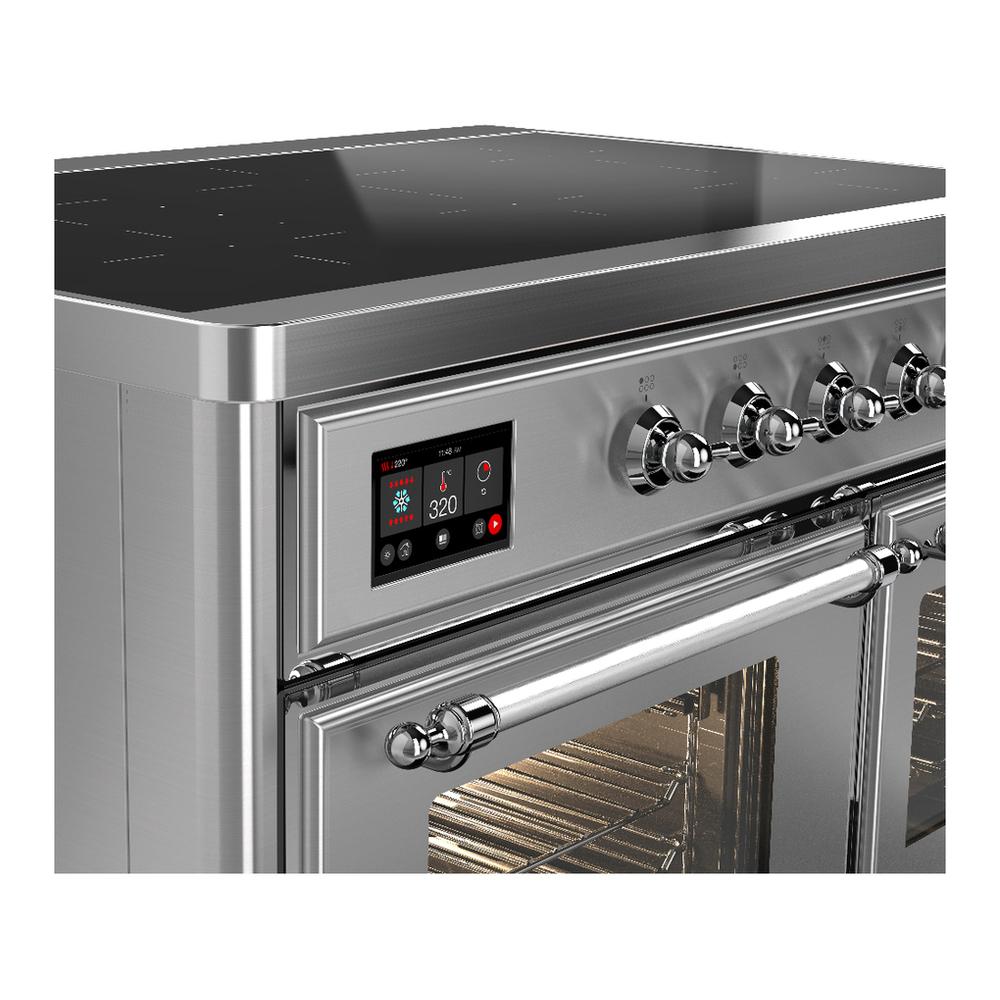 ILVE UMDIB40NR3SSC Majestic III 40 inch Induction Range with 6 Elements, 3.82 cu. ft. Total Oven Capacity (Triple Glass Door, Stainless Steel, Chrome)